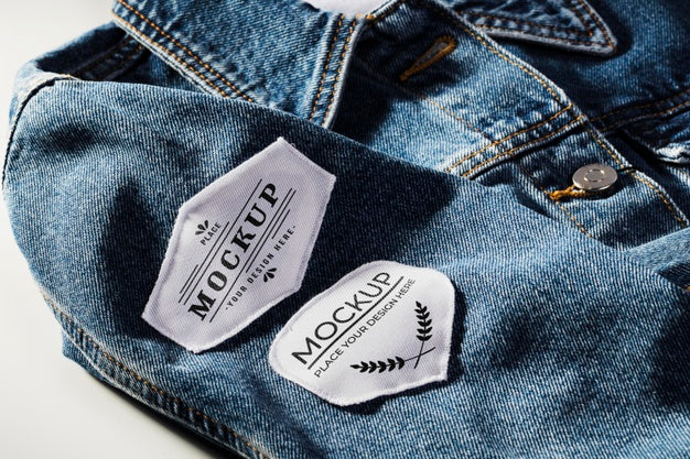 Free Fabric Clothing Patch Mock-Up On Denim Material Psd