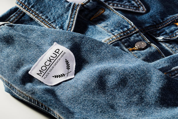 Free Fabric Clothing Patch Mock-Up On Denim Material Psd