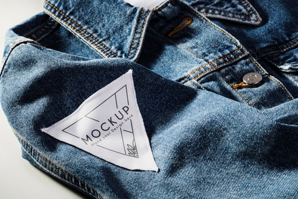 Free Fabric Clothing Patch Mock-Up On Denim Material Psd