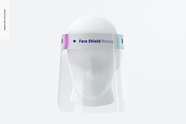 Free Face Shield With Head Mockup, Front View Psd