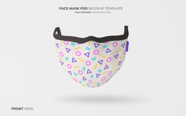 Free Fashion Face Mask Mockup In Front View Psd
