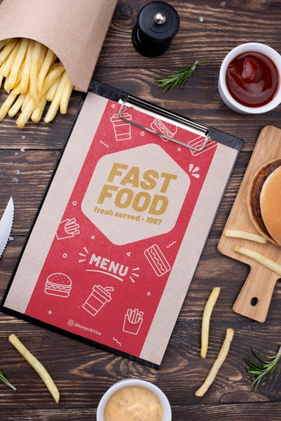 Free Fast Food Menu Concept Mock-Up Psd