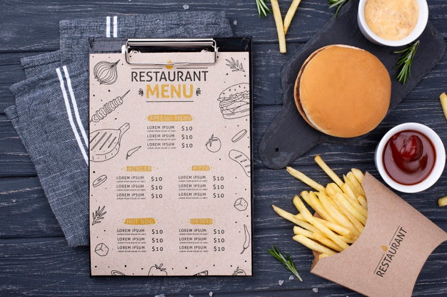 Free Fast Food Menu Concept Mock-Up Psd