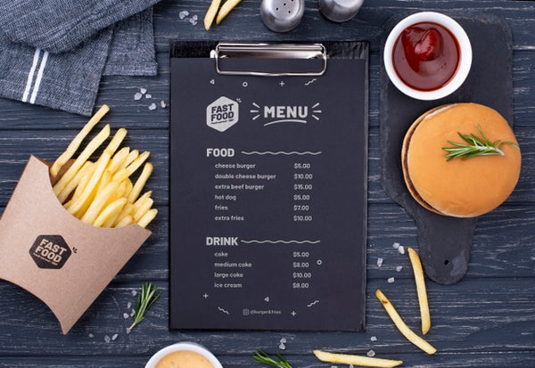 Free Fast Food Menu Concept Mock-Up Psd