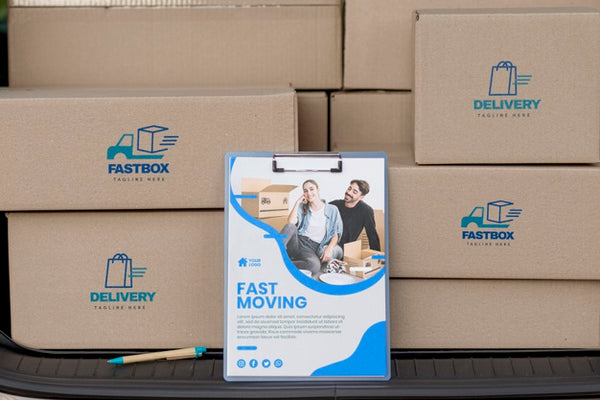 Free Fast Moving Courier With Copy Space Psd