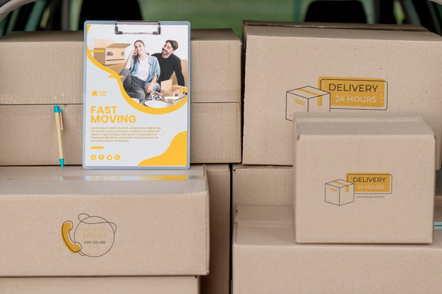 Free Fast Moving Courier With Copy Space Psd