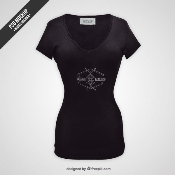 Free Female T-Shirt Mockup Psd