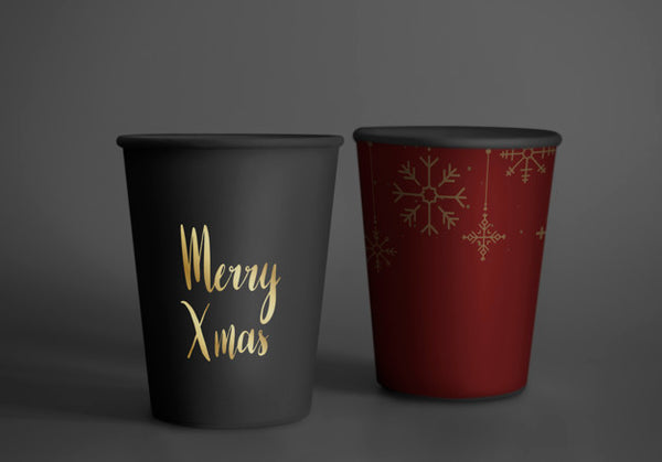 Free Festive Paper Cup Design Mockup Psd