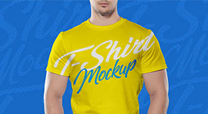 Free Fit Man Half Sleeves T-Shirt Mockup Psd