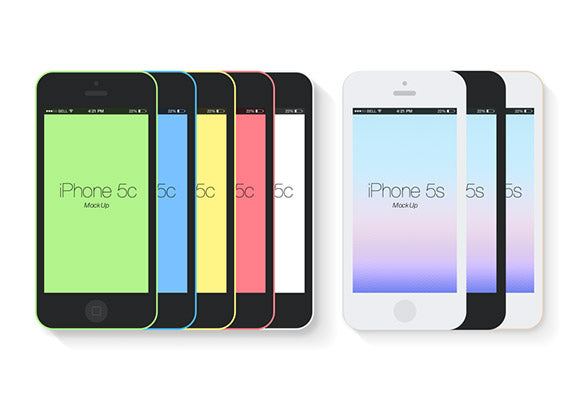 Free Flat Iphone 5C & 5S Mockups