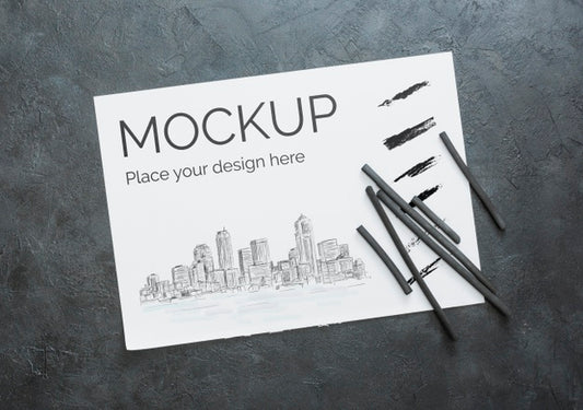 Free Flat Lay Artist Concept Composition With Paper Mock-Up Psd