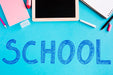 Free Flat Lay Back To School With Blue Background Psd