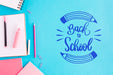 Free Flat Lay Back To School With Blue Background Psd