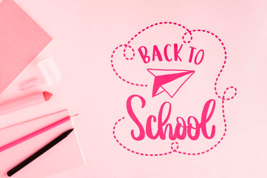 Free Flat Lay Back To School With Pink Background Psd