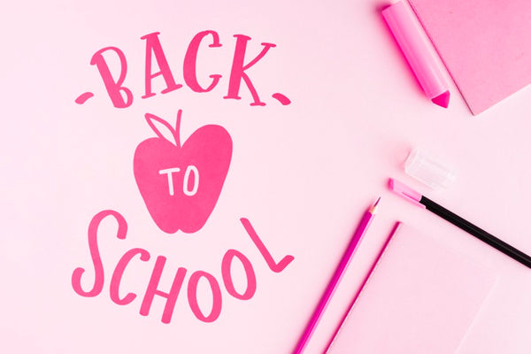 Free Flat Lay Back To School With Pink Background Psd