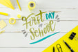 Free Flat Lay Back To School With Wooden Background Psd