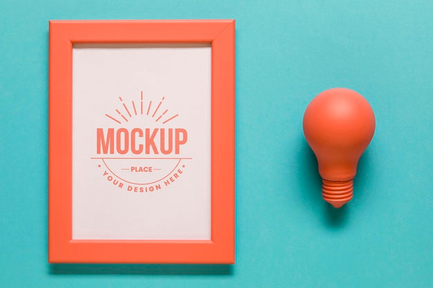 Free Flat Lay Coral Composition With Frame Mock-Up Psd