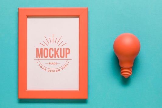 Free Flat Lay Coral Composition With Frame Mock-Up Psd