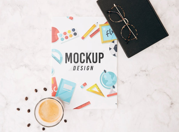 Free Flat Lay Cover Mockup On Workspace Psd