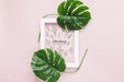 Free Flat Lay Frame With Leaves Arrangement Psd