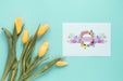 Free Flat Lay Greeting Card Mockup For Spring Psd