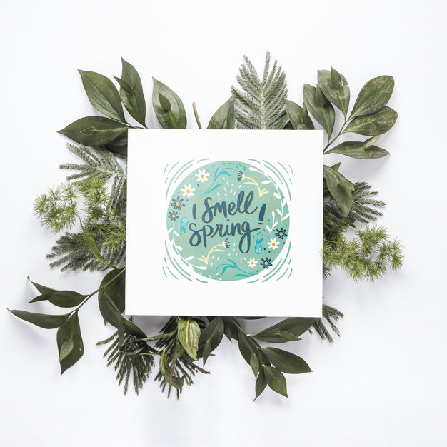 Free Flat Lay Greeting Card Mockup For Spring Psd