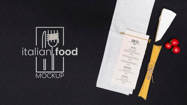 Free Flat Lay Italian Food Concept With Pasta Psd