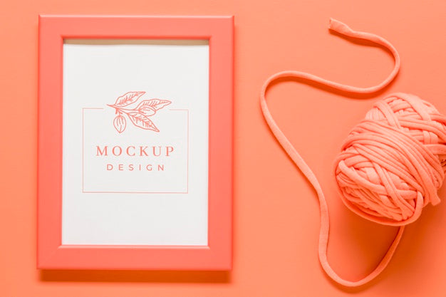 Free Flat Lay Living Coral Assortment With Frame Mock-Up Psd