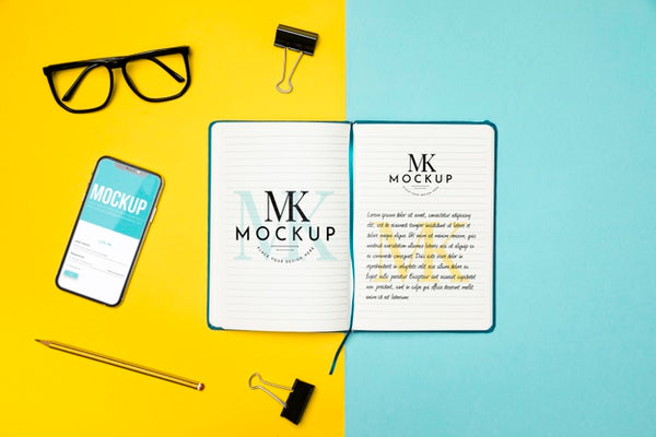 Free Flat Lay Notebook And Device Arrangement Psd