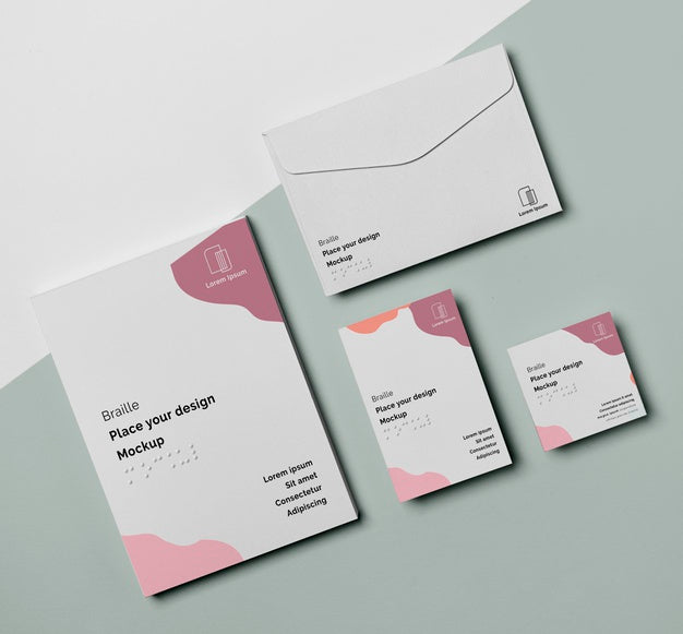 Free Flat Lay Of Business Card With Braille And Envelope Psd