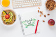 Free Flat Lay Of Healthy Food With Notepad Mockup Psd