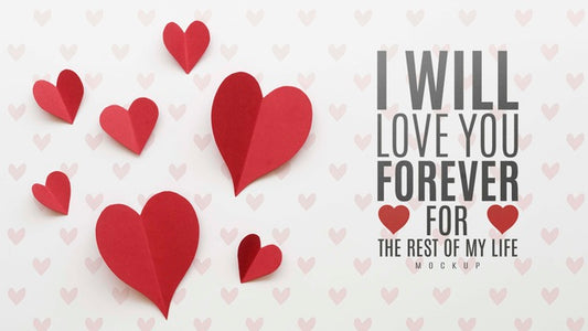 Free Flat Lay Of Love Message With Paper Hearts Psd