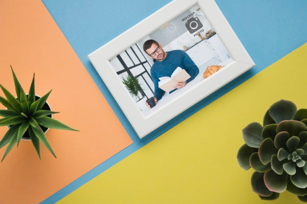 Free Flat Lay Of Minimalist Frame With Scculents Psd