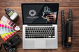 Free Flat Lay Of Photographer Wooden Workspace With Laptop Psd