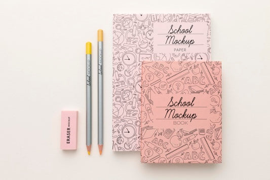 Free Flat Lay Of School Supplies Collection Mock-Up Psd