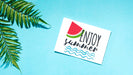 Free Flat Lay Paper Card Mockup With Summer Elements Psd