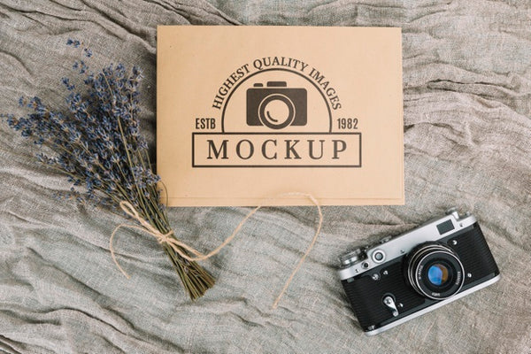 Free Flat Lay Photo Camera Mockup Psd