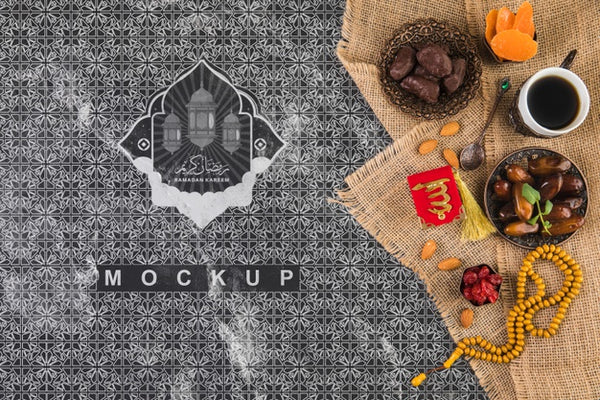 Free Flat Lay Ramadan Composition With Copyspace Psd