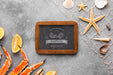 Free Flat Lay Sea Food Assortment With Blackboard Mock-Up Psd