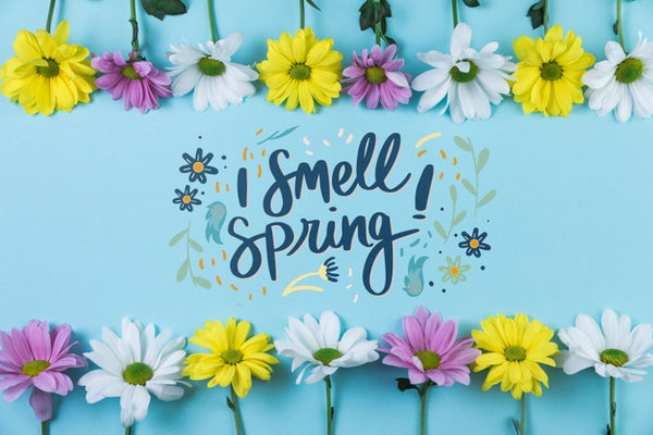Free Flat Lay Spring Mockup With Copyspace And Frame Psd