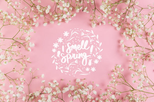 Free Flat Lay Spring Mockup With Copyspace And Frame Psd