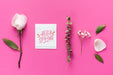 Free Flat Lay Spring Mockup With Greeting Card Psd