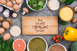 Free Flat Lay Text And Veggies Vegan Food Mock-Up Psd