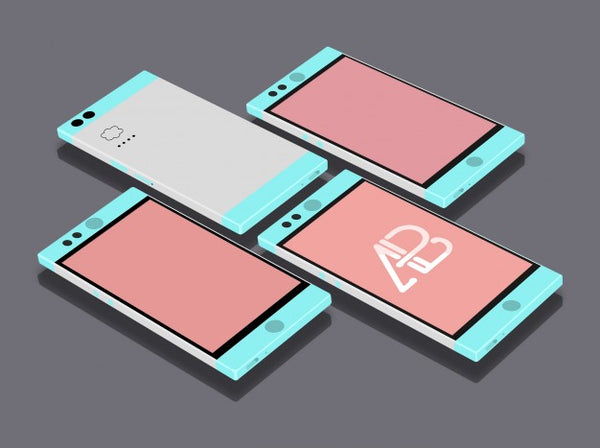 Free Flat Mobile Phones Mock Up Psd