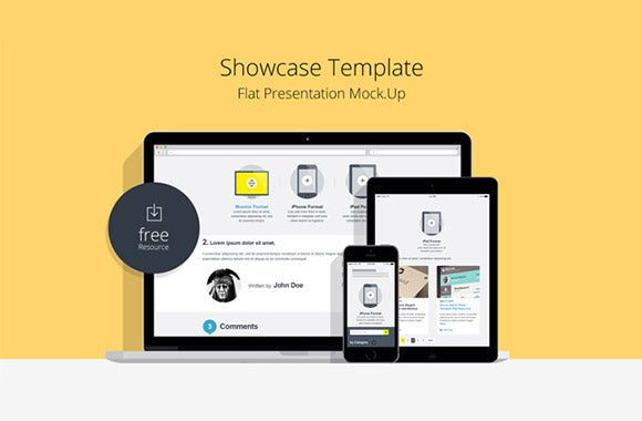 Free Flat Responsive Showcase Mockups