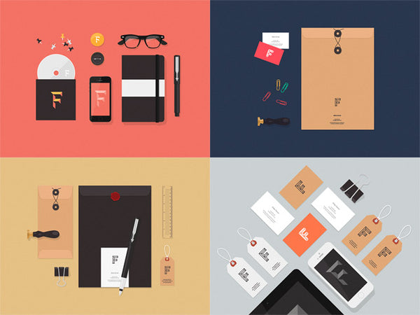 Free Flat Stationery Mockups Psd