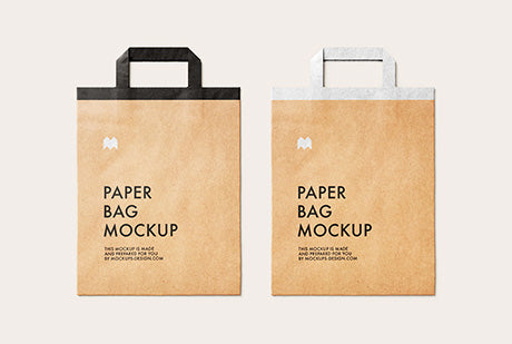 Free Flattened Paper Bag Mockup