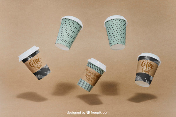 Free Floating Coffee Cup Mockup Psd