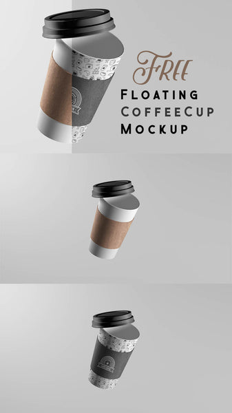 Free Floating Coffee Cup Mockup