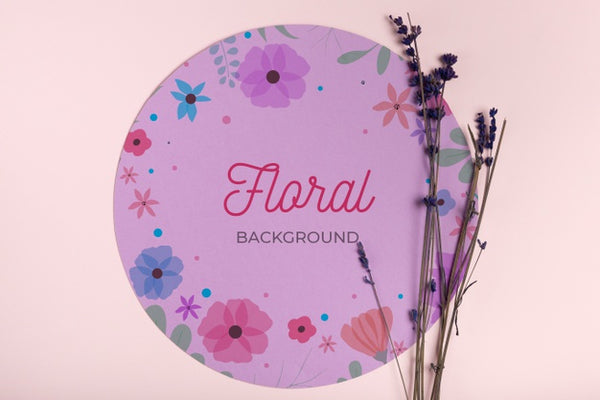 Free Floral Background With Lavender Mock-Up Psd